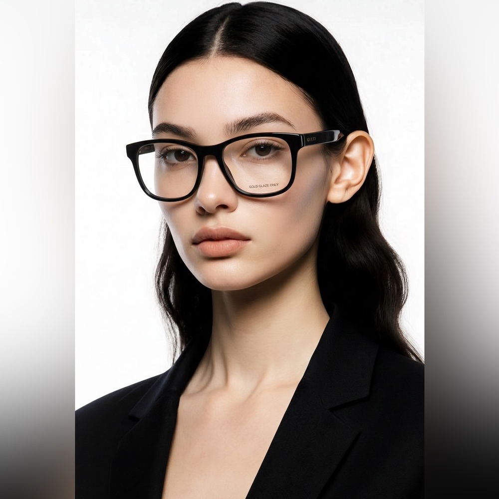Luxury New Authentic Gucci GG1344O 005 Black Square Eyeglasses - Picture 4 of 14